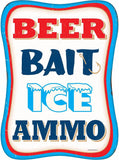 BEER BAIT ICE AMMO RETRO METAL SIGN