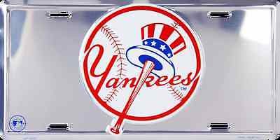 New York Yankees Car Truck Tag Chrome License Plate Baseball Yankees Metal Sign