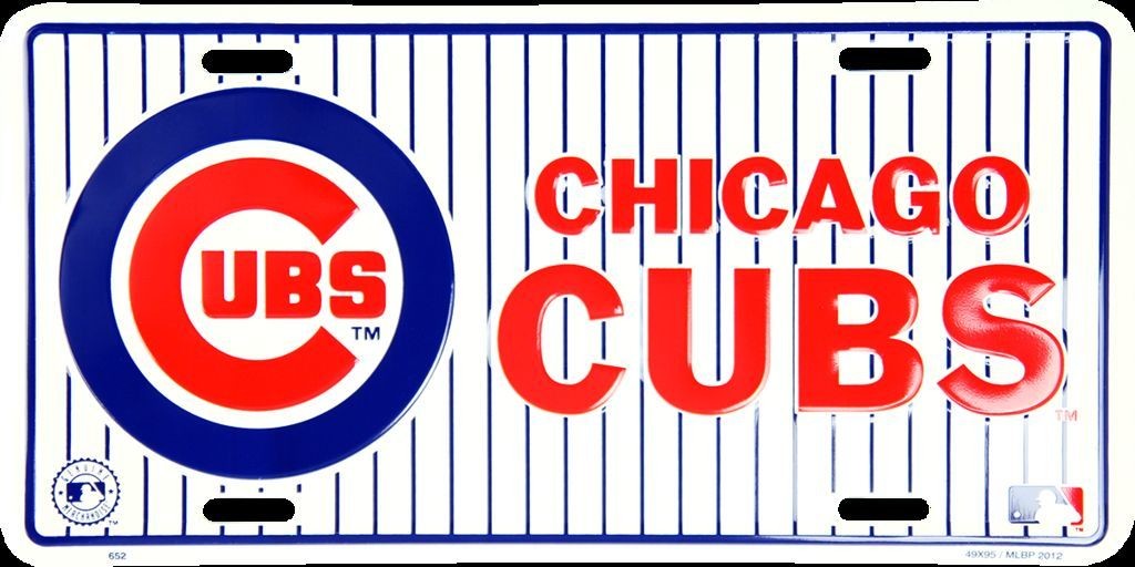 CHICAGO CUBS CAR TRUCK TAG LICENSE PLATE PINSTRIPED CHICAGO CUBS METAL SIGN