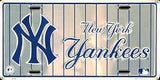 New York Yankees Car Truck Tag License Plate Silver With Pinstripes Metal Sign