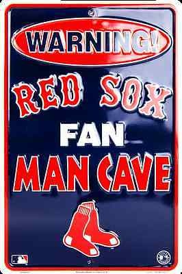 Boston Red Sox Sign Warning Red Sox Fan Man Cave Metal Parking Sign 8"X 12"