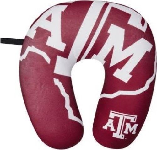 TEXAS A&M AGGIES TRAVEL NECK PILLOW 12" X13" SUPER SOFT FLEECE UNIVERSITY