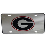 Georgia Bulldogs Mirrored Car Tag License Plate Silver Black G Sign University