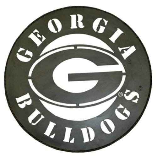 Georgia Bulldogs Large 24" Round Iron Metal Wall Decor Sign Man Cave University