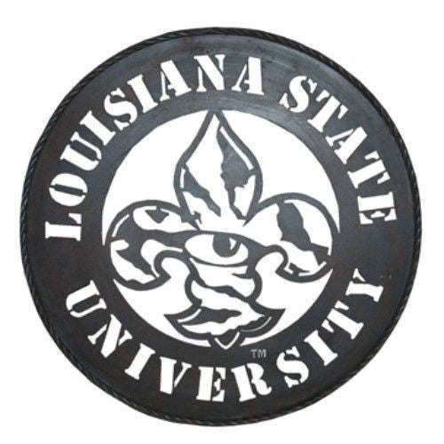 LSU Tigers Large 24" Round Iron Metal Wall Decor Sign