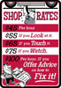 Shop Rates Red Tin Sign