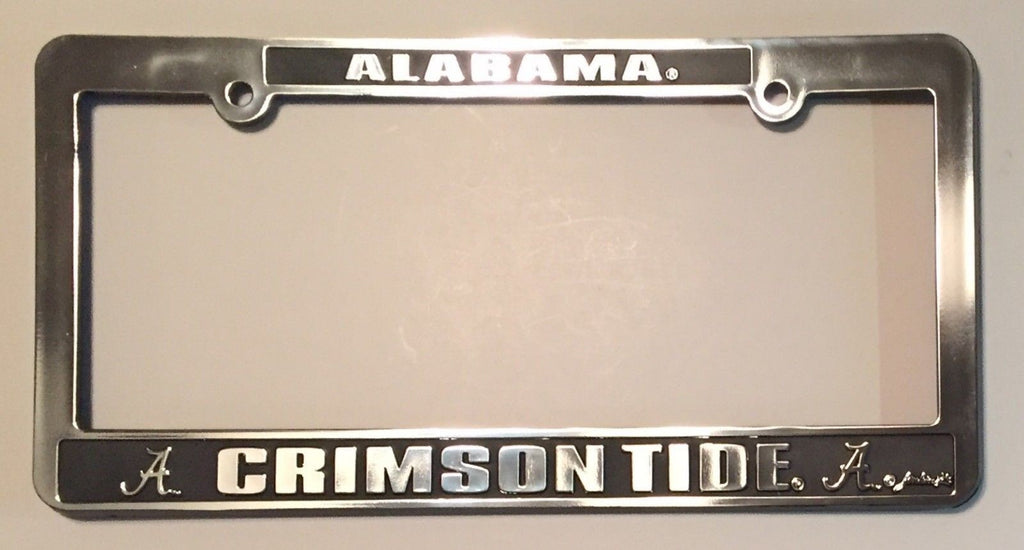 ALABAMA CRIMSON TIDE CAR TRUCK TAG LICENSE PLATE FRAME UNIVERSITY SILVER BLACK