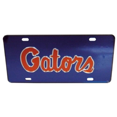 FLORIDA GATORS MIRRORED CAR TAG LICENSE PLATE GATOR SCRIPT ORANGE BLUE SIGN