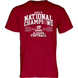 Alabama National Champions 2017 Short Sleeve Ncaa Double Sided T-Shirt Football