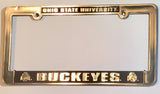 Ohio Buckeyes Car Truck Tag License Plate Frame State University Silver Black