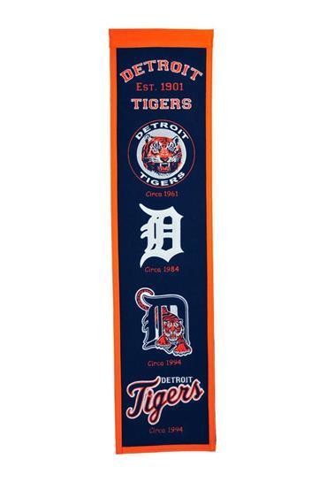 Detroit Tigers Heritage Banner Mlb Man Cave Game Room Office