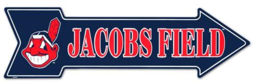 Cleveland Indians Jacobs Field Embossed Metal Arrow Sign 20"X 6"