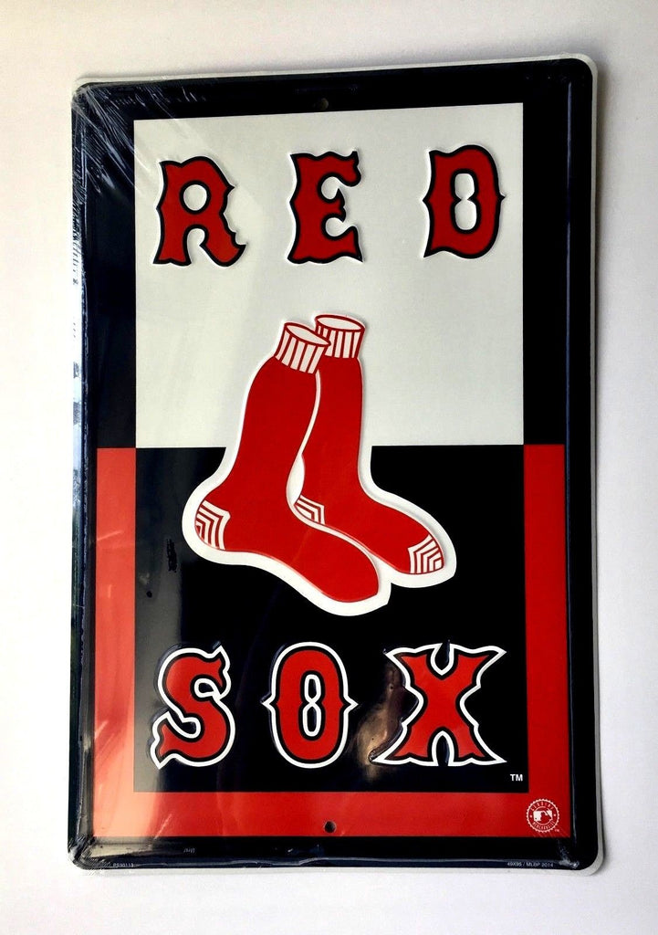 Boston Red Sox 12" X 18" Embossed Metal Parking Sign Man Cave Game Room Sports