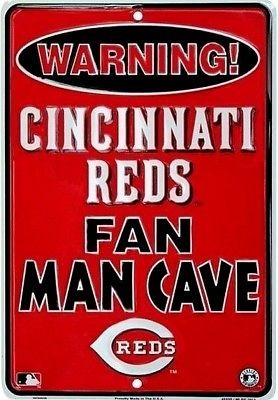 Cincinnati Reds Sign Warning Reds Fan Man Cave Metal Parking Sign 8" X 12"