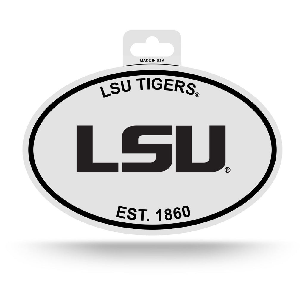 LSU TIGERS DECAL STICKER 4"x 6" EST. 1860 BLACK AND WHITE OVAL