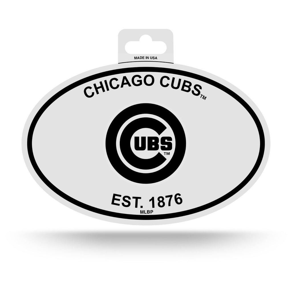 Chicago Cubs Black And White Oval Decal Sticker 4"X 6" Est. 1876 Baseball Mlb