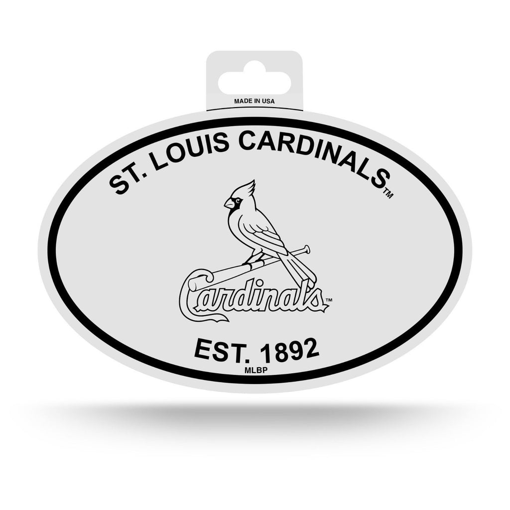 ST. LOUIS CARDINALS BLACK AND WHITE OVAL DECAL STICKER 4"x 6" EST. 1892 BASEBALL