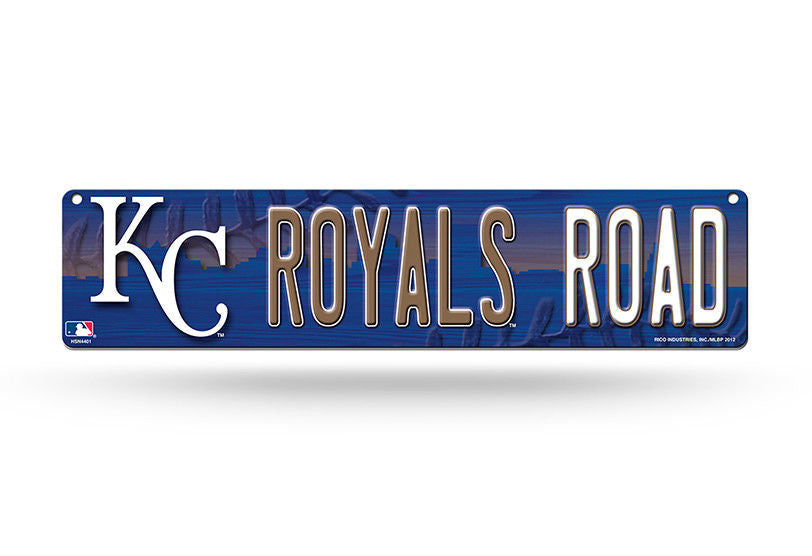 KANSAS CITY ROYALS PLASTIC STREET SIGN 4"X16" "ROYALS ROAD" MAN CAVE BASEBALL