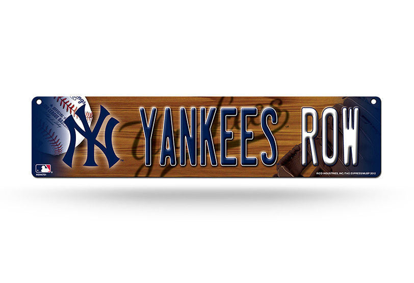 New York Yankees Plastic Street Sign 4"X16" "Yankees Row" Man Cave Baseball Room