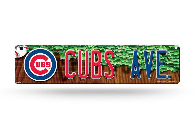 Chicago Cubs Plastic Street Sign 4"X16" "Cubs Ave" Man Cave Baseball Sports Room