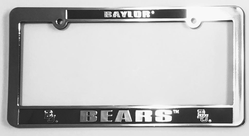 Baylor Bears License Plate Frame Silver Black