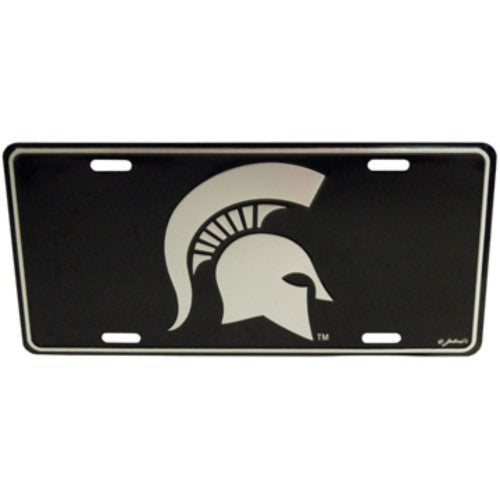 Michigan State Spartans License Plate Elite Metal Silver Black