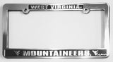 WEST VIRGINIA MOUNTAINEERS LICENSE PLATE FRAME SILVER BLACK