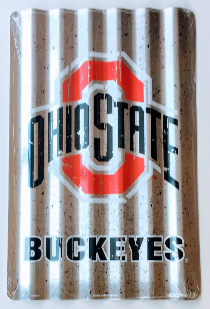 Ohio State Buckeyes Corrugated Metal Sign 12 X 18"