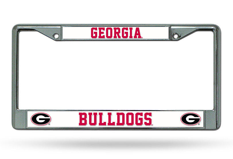 Georgia Bulldogs Car Truck Tag Metal License Plate Frame Chrome White Red Black