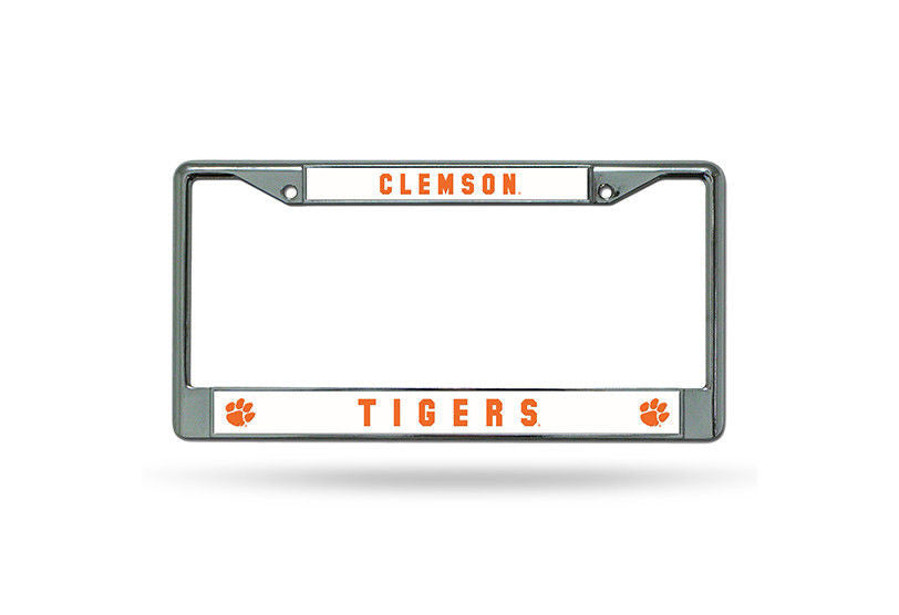 Clemson Tigers Car Truck Tag Metal License Plate Frame Chrome White Orange
