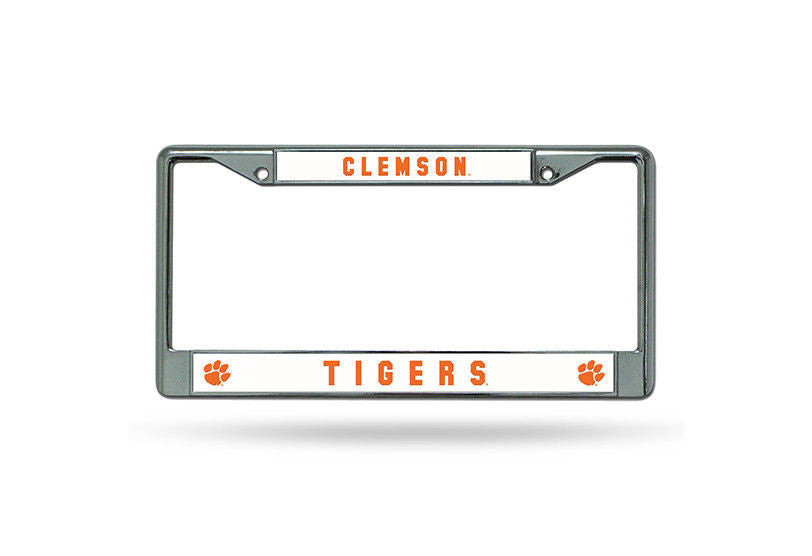Clemson Tigers Car Truck Tag Metal License Plate Frame Chrome White Orange