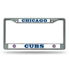 Chicago Cubs Car Truck Tag Metal License Plate Frame Chrome White Baseball Mlb