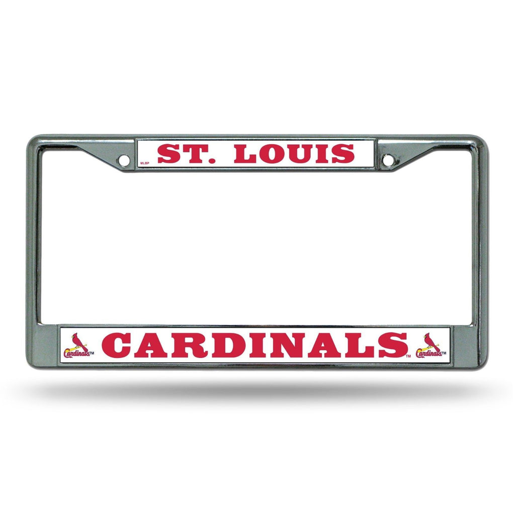 St. Louis Cardinals Car Truck Tag Metal License Plate Frame Chrome White Mlb