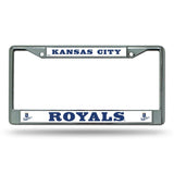 Kansas City Royals Car Truck Tag Metal License Plate Frame Chrome White Mlb