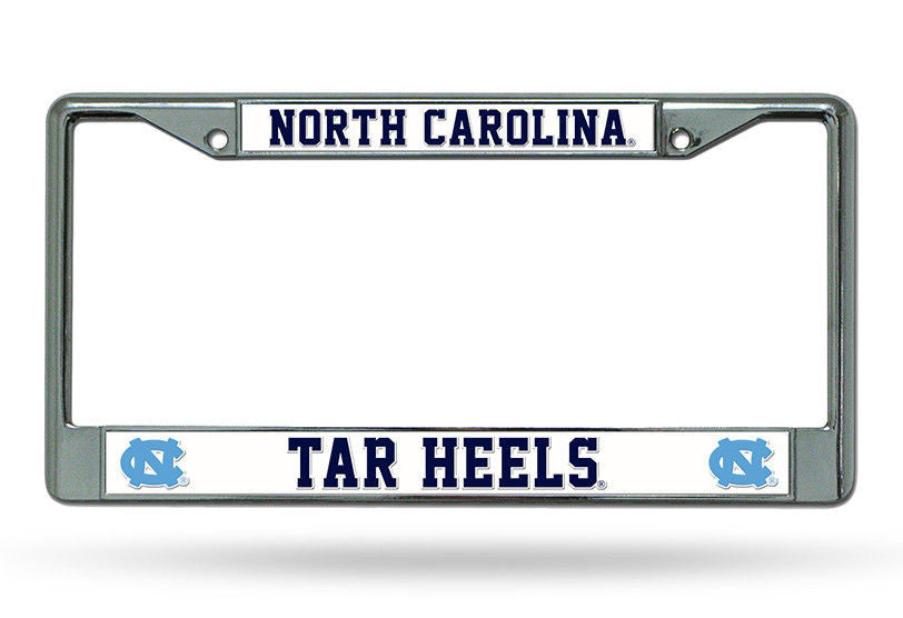 North Carolina Tar Heels Car Tag License Plate Frame Metal Chrome