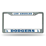 Los Angeles Dodgers Car Truck Tag Metal License Plate Frame Chrome White Mlb La