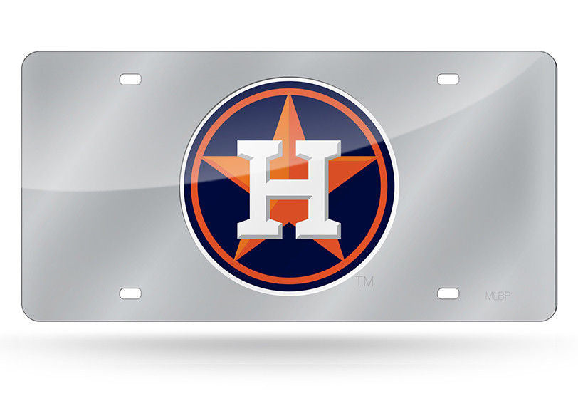 Houston Astros Silver Laser Cut Mirror Car Tag License Plate Logo Sign