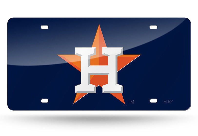 HOUSTON ASTROS BLUE LASER CUT MIRROR CAR TAG LICENSE PLATE LOGO SIGN