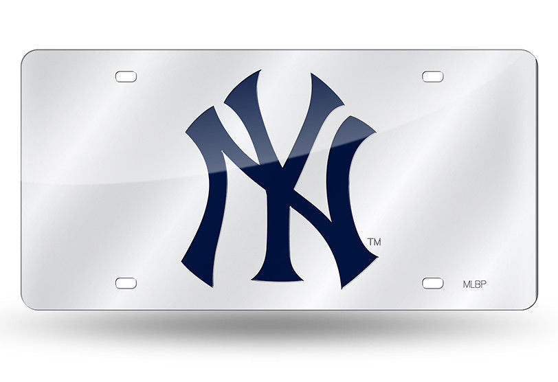 New York Yankees Silver Laser Cut Mirror Car Tag