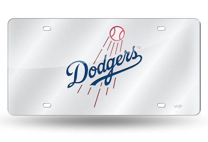 LOS ANGELES DODGERS SILVER LASER CUT MIRROR CAR TAG LICENSE PLATE LOGO SIGN LA