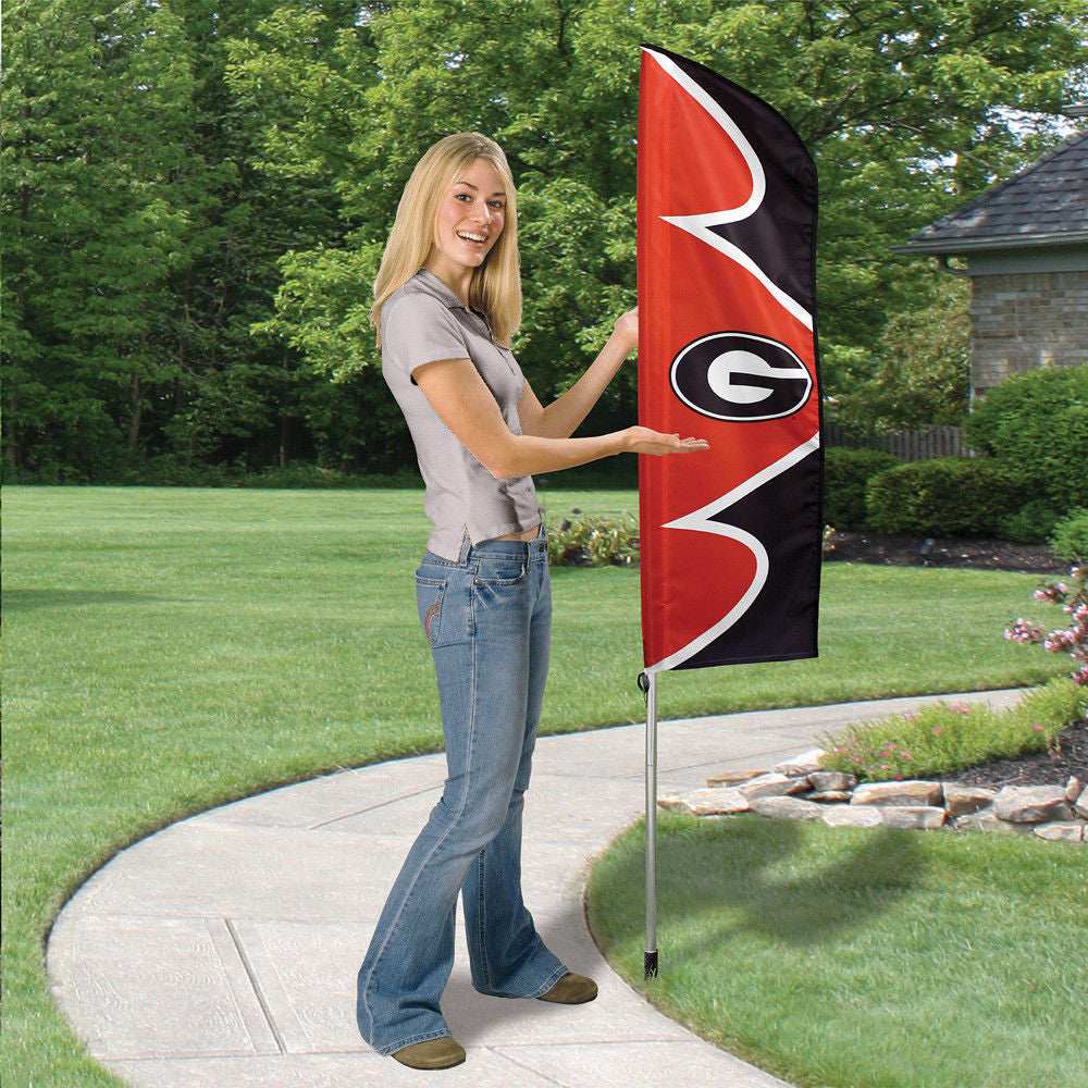 Georgia Bulldogs 6 Foot Tall Flag Steel Pole Banner Swooper Double Sided Banner