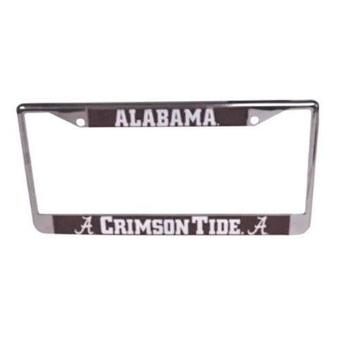 Alabama Crimson Tide Acrylic Car Tag White W/ Red Bama Silver Reflective Decal