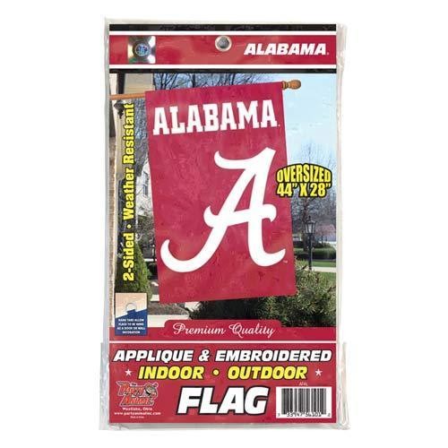 ALABAMA CRIMSON TIDE APPLIQUE EMBROIDERED 2 SIDED OVERSIZED HOUSE FLAG IN/OUTDR