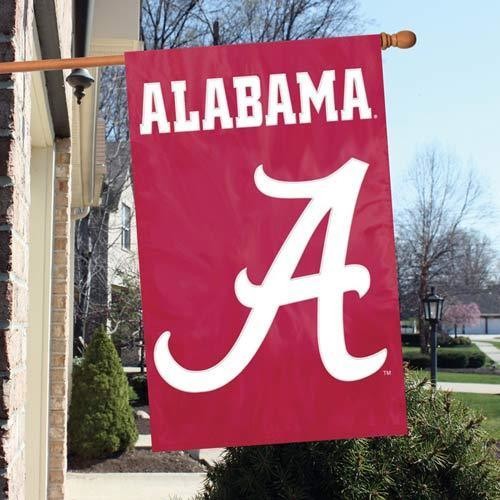 ALABAMA CRIMSON TIDE APPLIQUE EMBROIDERED 2 SIDED OVERSIZED HOUSE FLAG IN/OUTDR