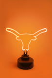 Texas Longhorns Neon Sign Light Table Top Lamp University Man Cave Office Garage