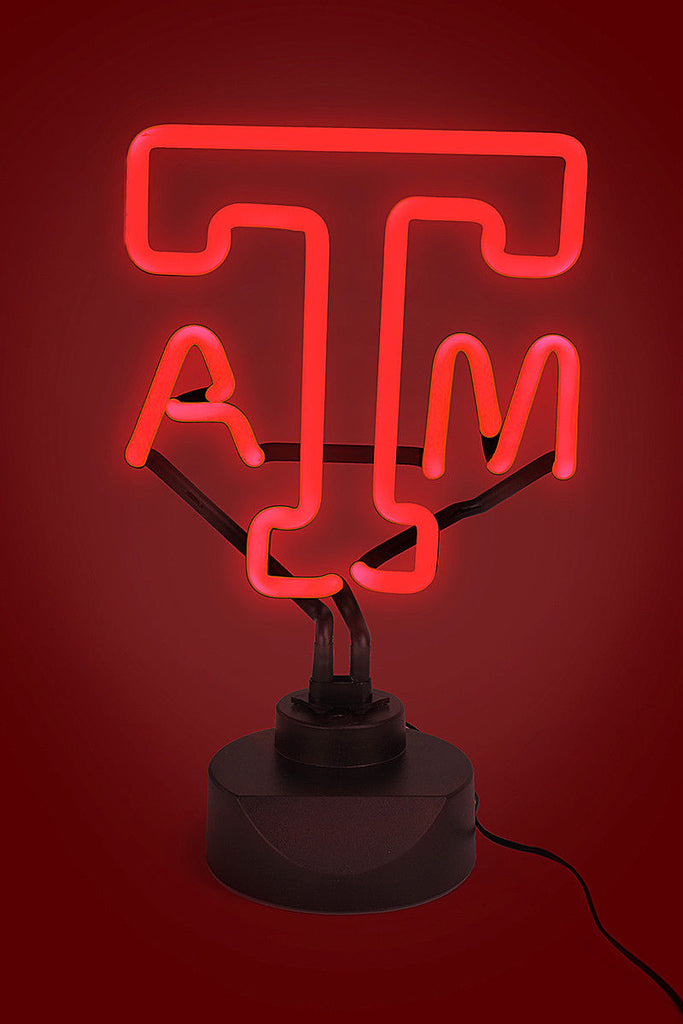 Texas A&M Aggies Neon Sign Light Table Top Lamp University Maroon Man Cave