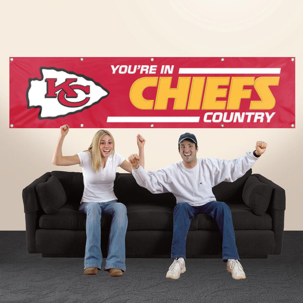 KANSAS CITY YOU'RE IN CHIEFS COUNTRY 8' X 2' BANNER 8 FOOT HEAVYWEIGHT SIGN