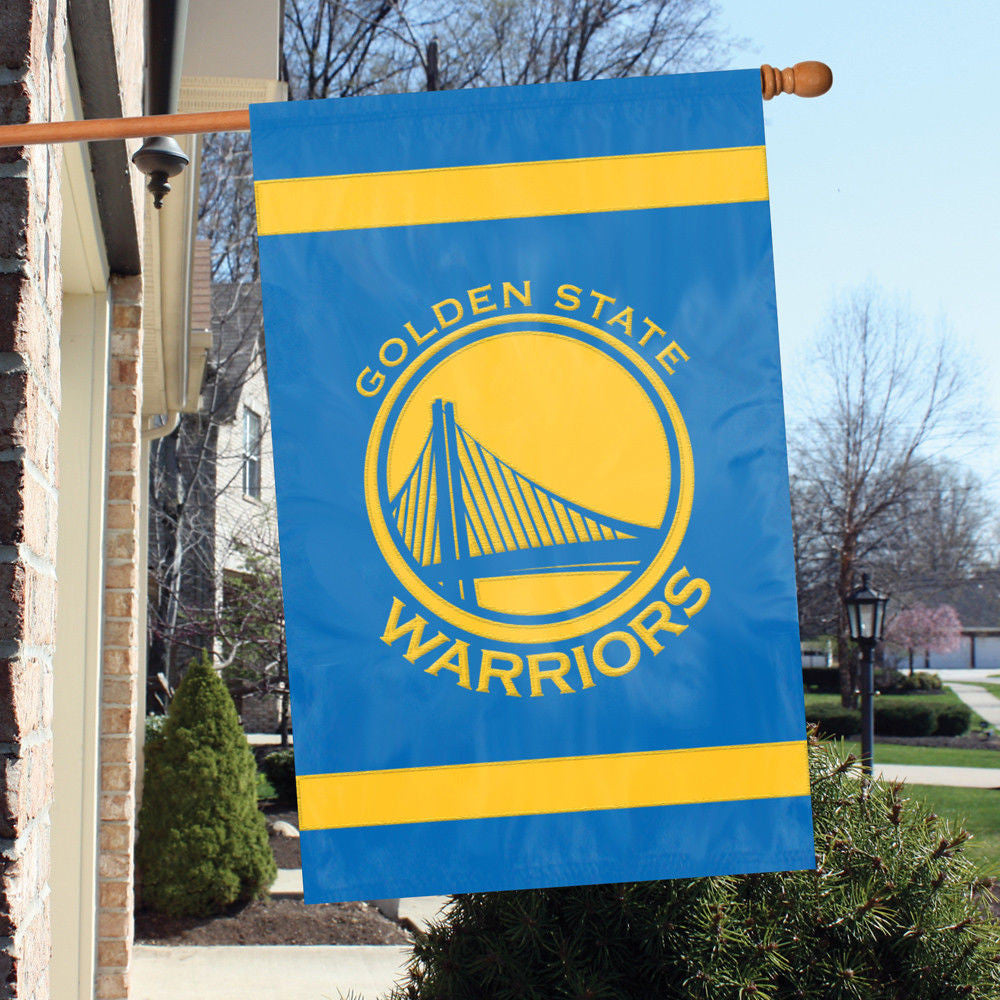 Golden State Warriors Applique Banner House Flag Outdoor 44" X 28" Oversized