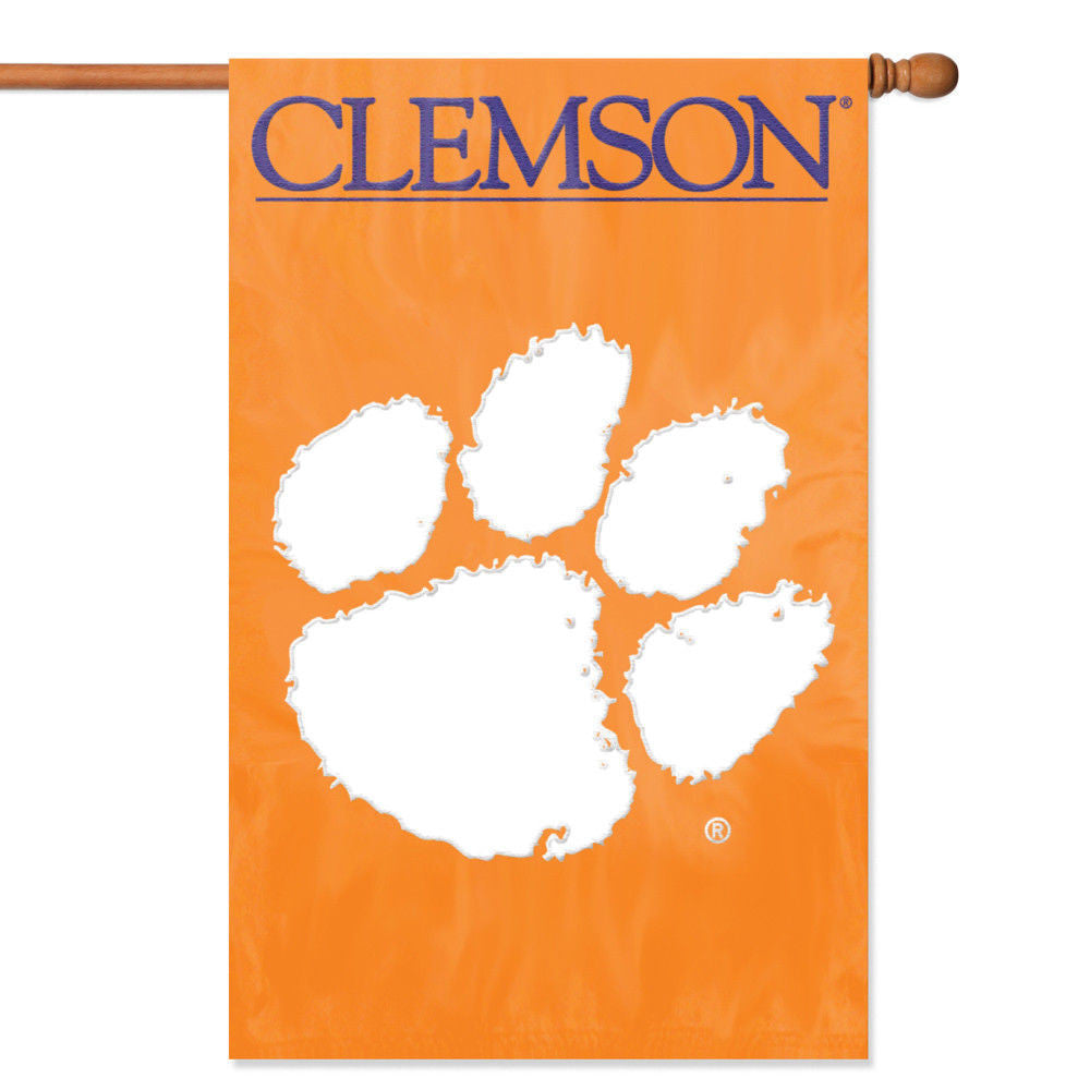 Clemson Tigers Applique Banner House Flag Indoor Outdoor 44"X28" Oversized Sign