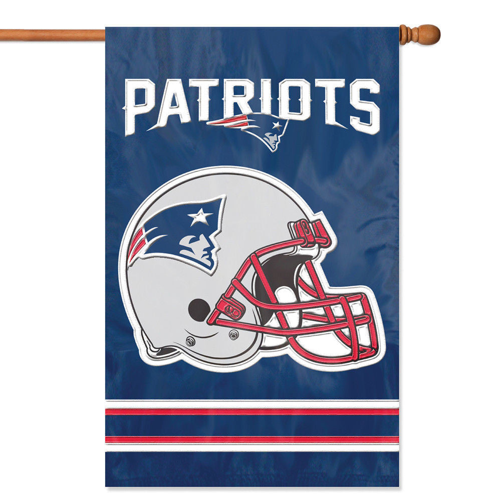 New England Patriots Applique Embroidered 2Sided House Flag Indoor Outdoor Nylon